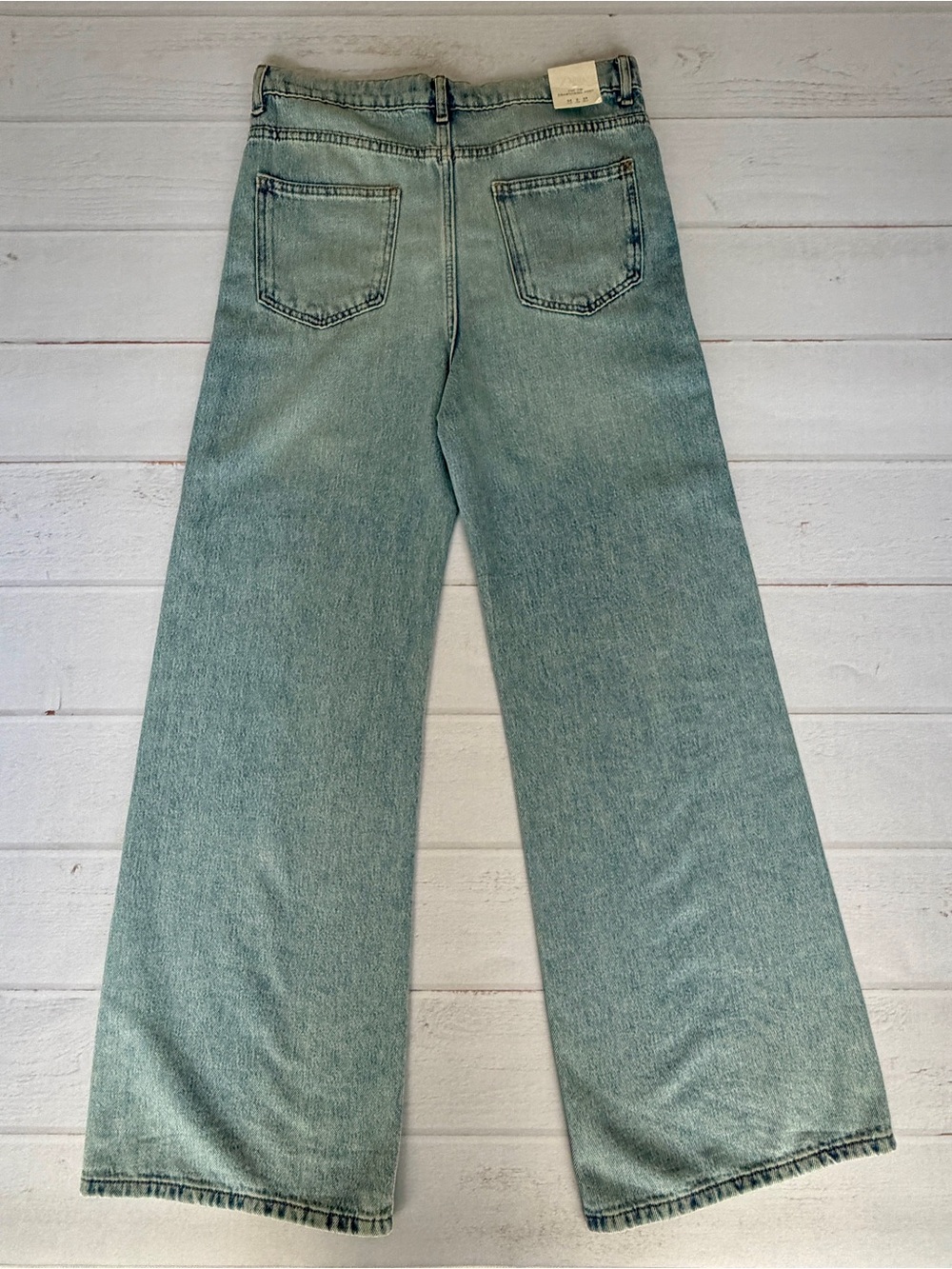 Zara ZW Drawstring Relaxed Leg Full Length Jeans NWT Light Wash Size 2 - Picture 10 of 11